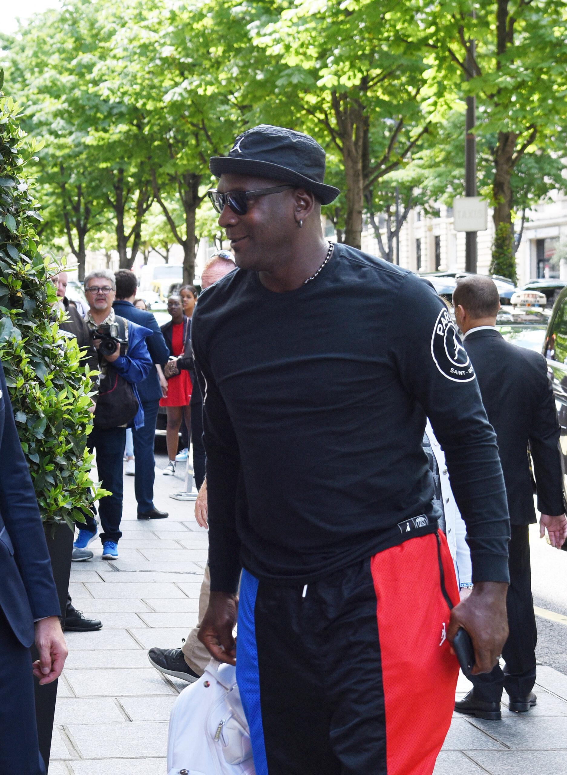 Michael Jordan arriving at his hotel in Paris