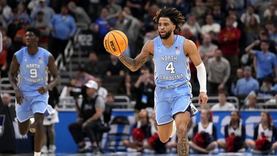 North Carolina Tar Heels guard RJ Davis (4) dribbles during the second half of a first round NCAA mens tournament game against the Mississippi Rebels at Fiserv Forum. 