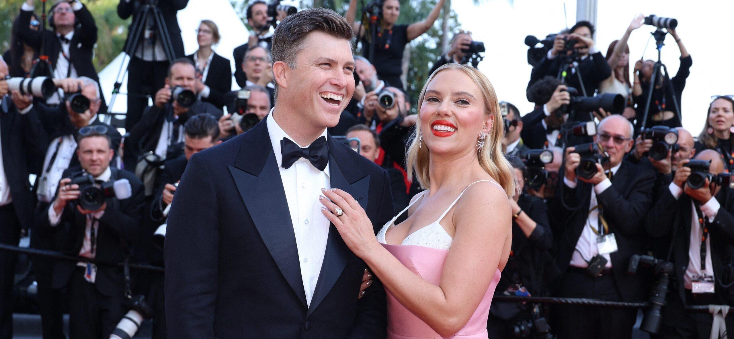 Colin Jost and Scarlett Johansson red carpet