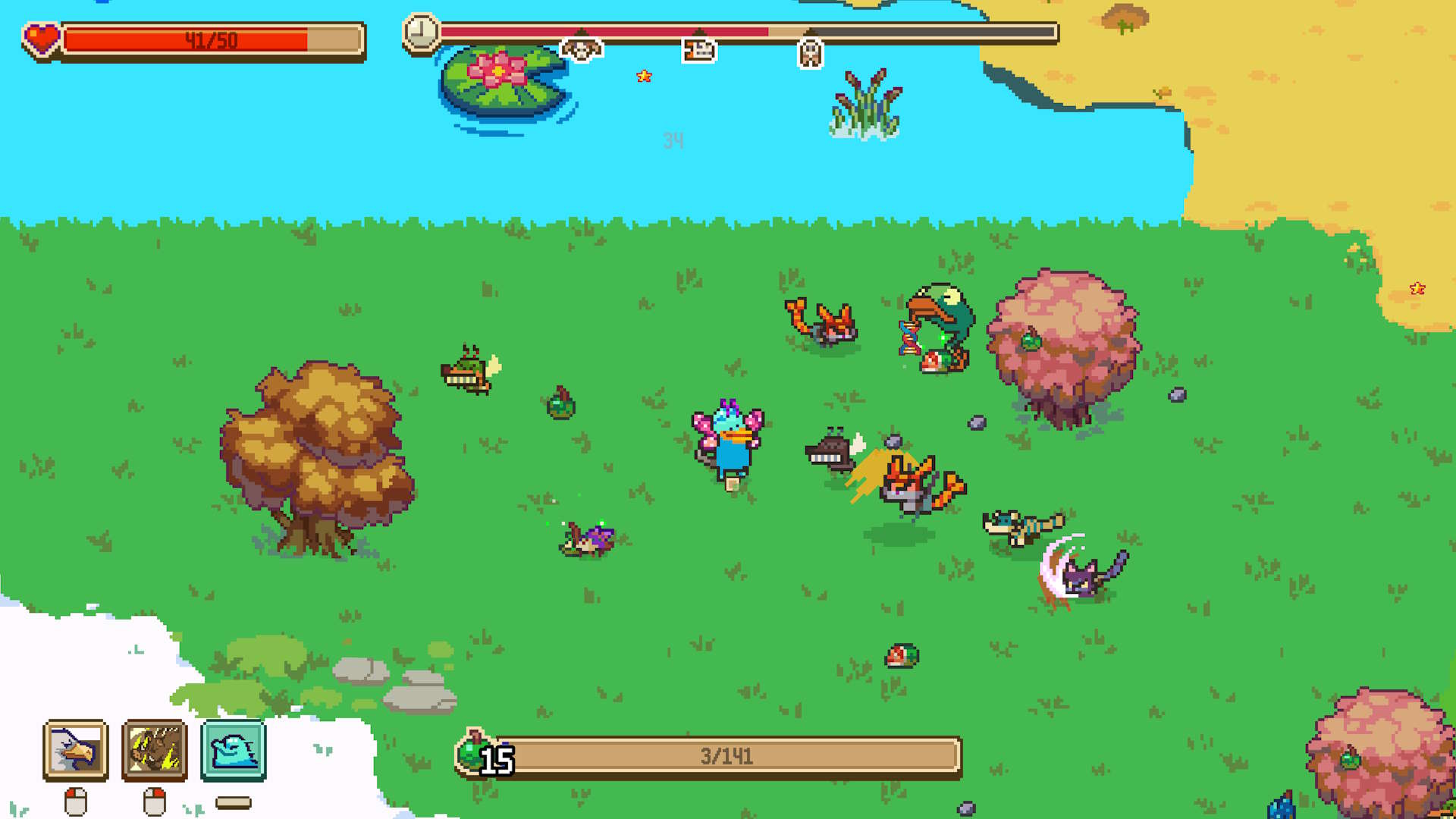 Battling other animals in Everything is Crab.