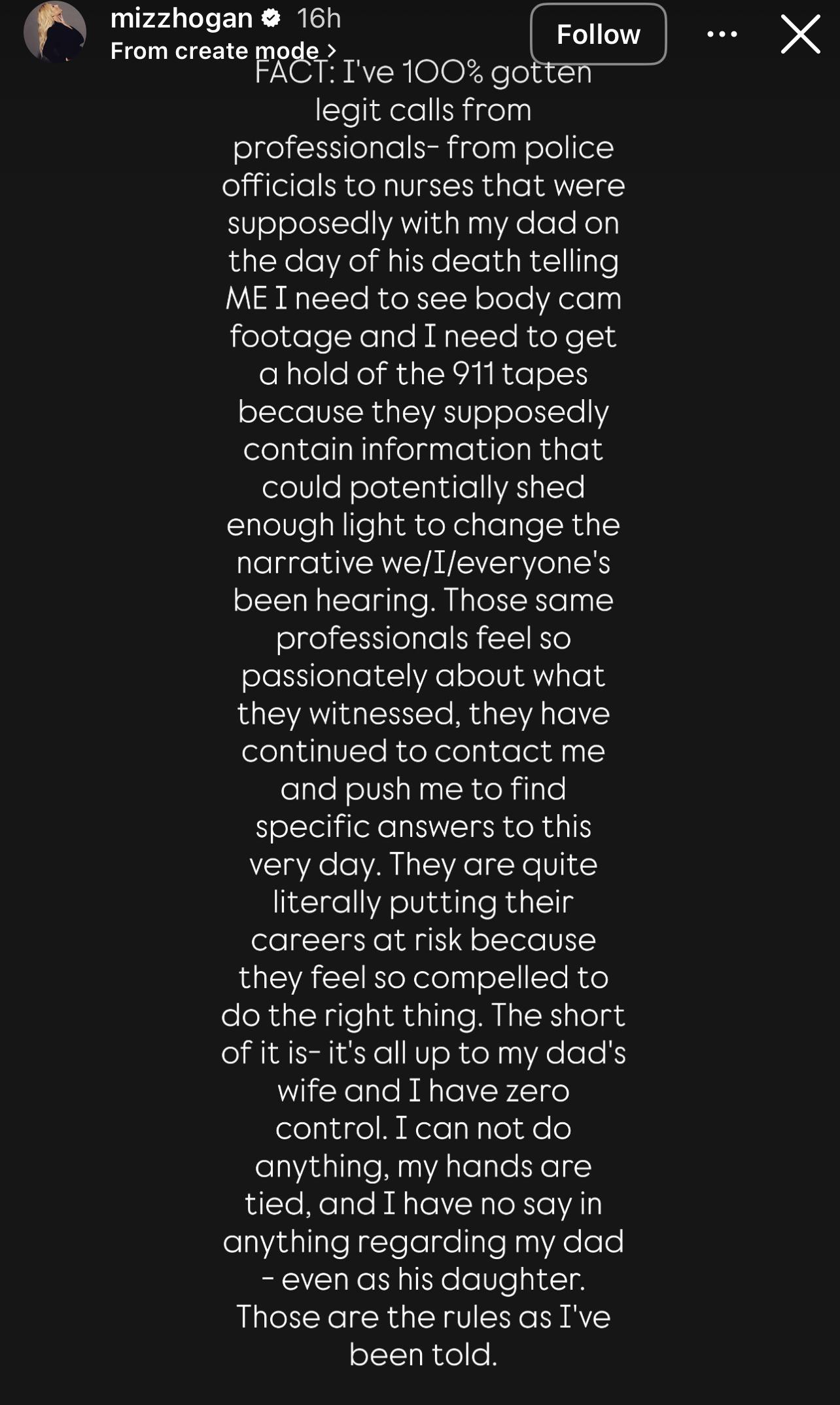 Brooke Hogan rants about Hulk Hogan's death