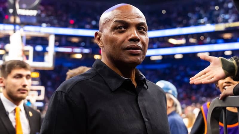 Nov 21, 2025; Phoenix, Arizona, USA; Phoenix Suns former player Charles Barkley in attendance against the Minnesota Timberwolves during an NBA Cup game at Mortgage Matchup Center. Mandatory Credit: Mark J. Rebilas-Imagn Images