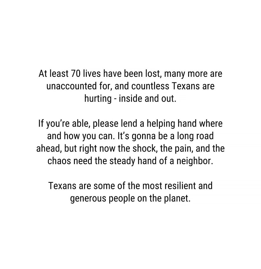 Celebrities React to Devastating Texas Floods Matthew McConaughey