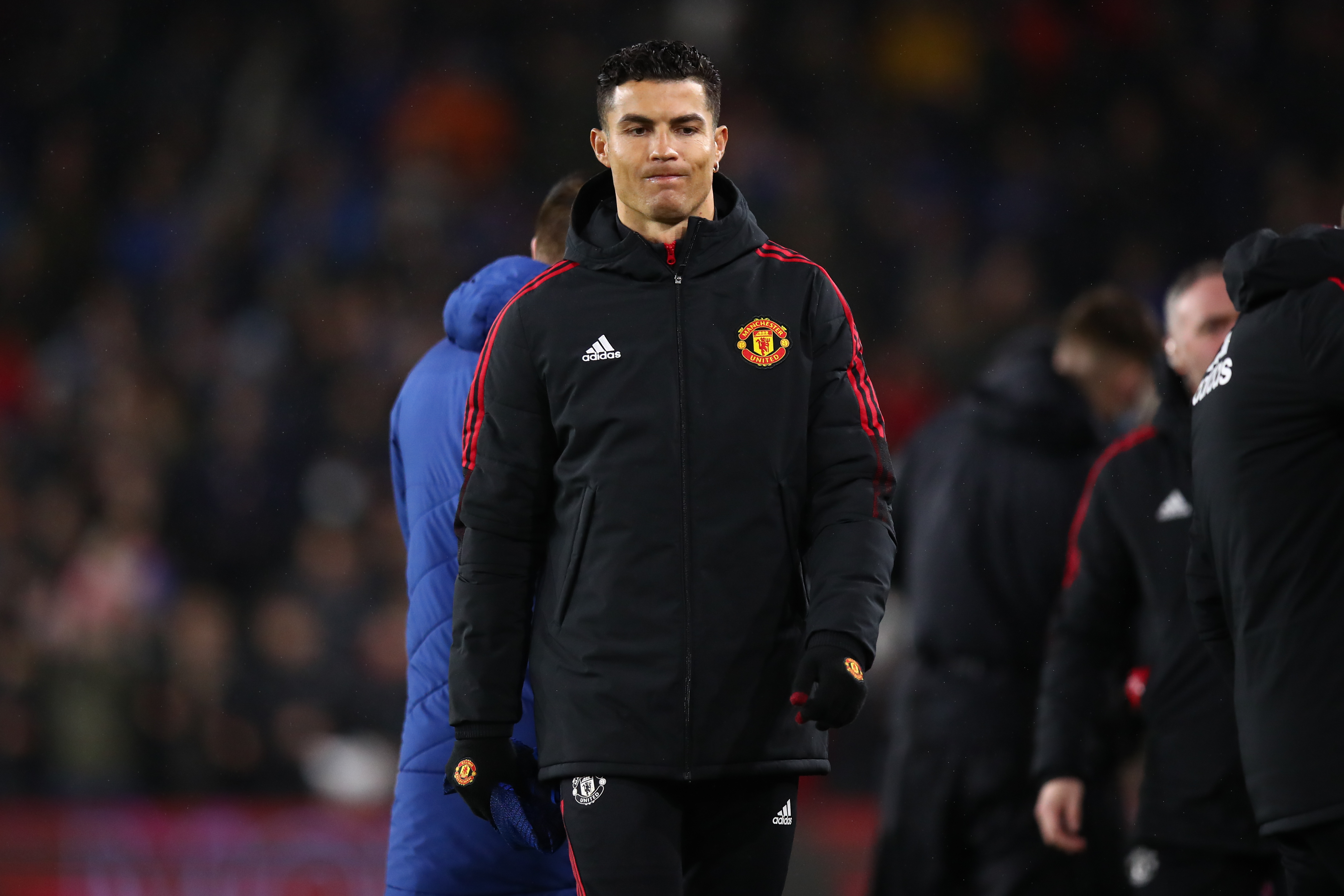 BURNLEY, ENGLAND - FEBRUARY 08: Cristiano Ronaldo of Manchester United during the Premier League match between Burnley and Manchester United at Turf Moor on February 8, 2022 in Burnley, United Kingdom. (Photo by Robbie Jay Barratt - AMA/Getty Images)