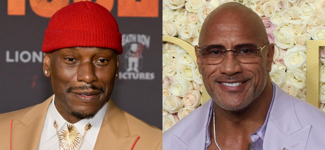 A photo collage of Tyrese Gibson and Dwayne Johnson