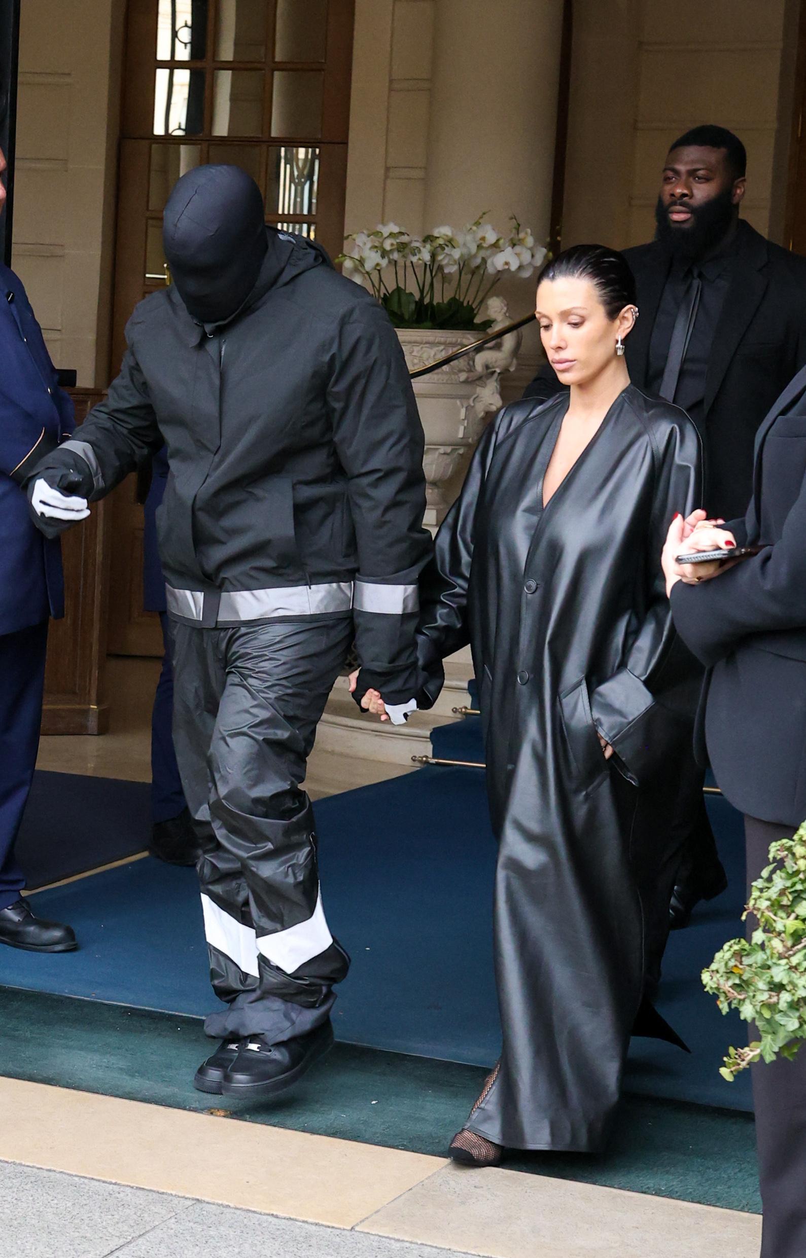 Kanye West and Bianca Censori leave their hotel hand in hand in Paris