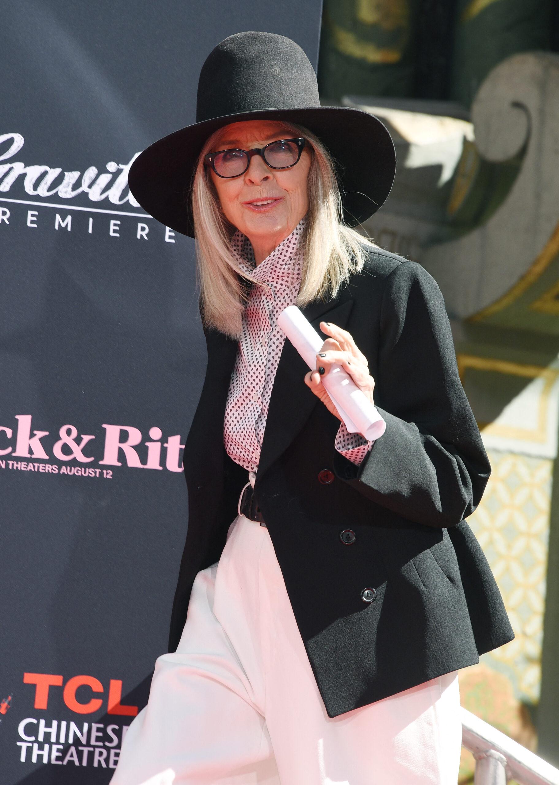 Diane Keaton wearing a hat