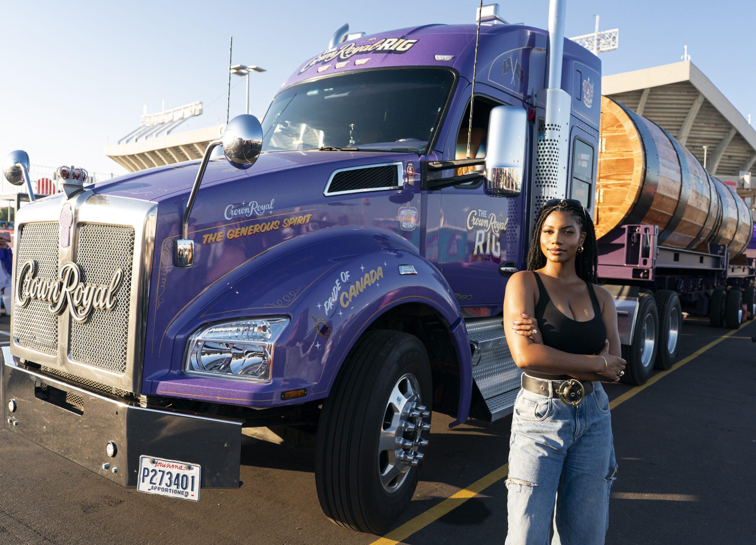 Taylor Rooks outside Crown Royal truck