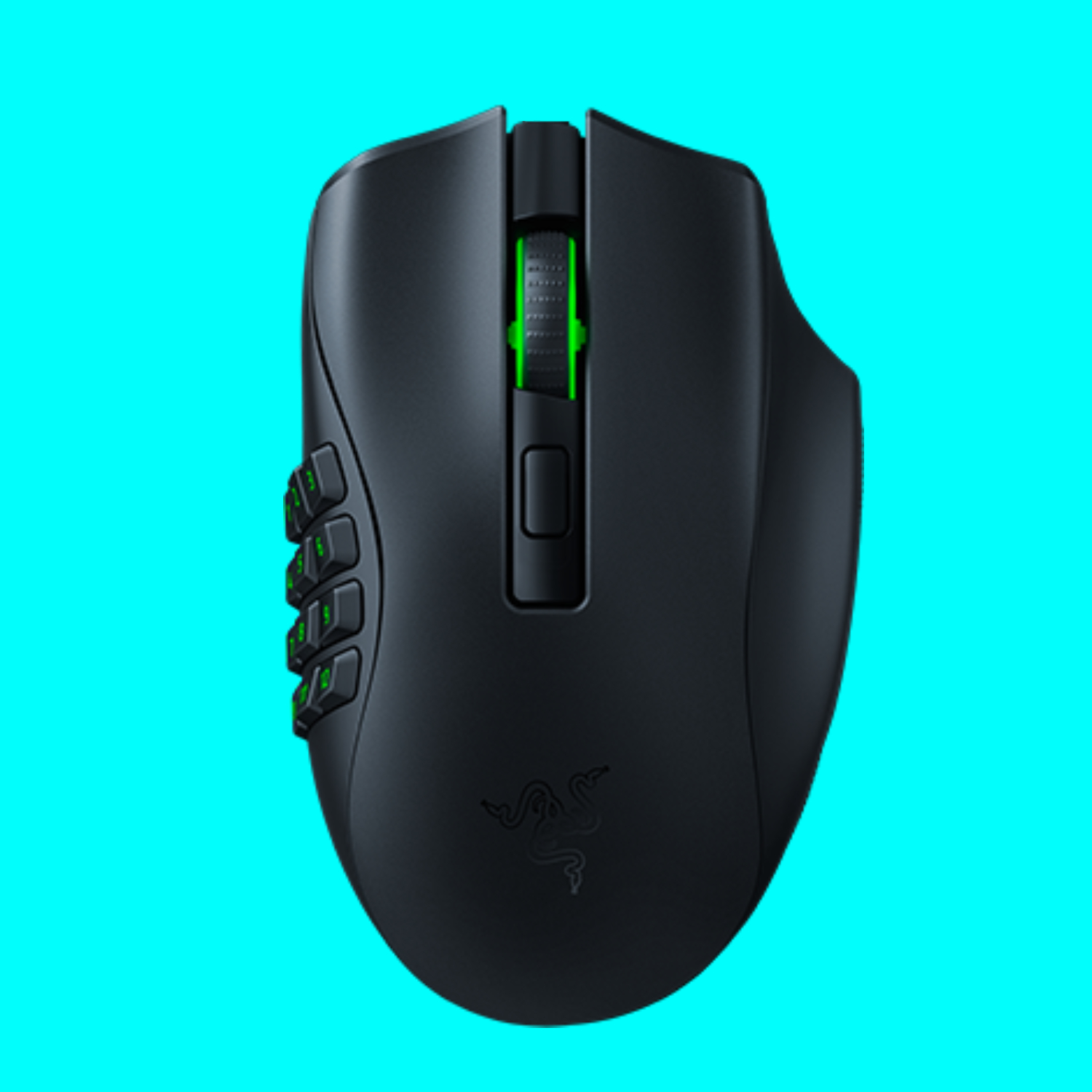 The Razer Naga Pro MMO gaming mouse on a light blue background