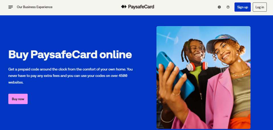 Paysafecard homepage