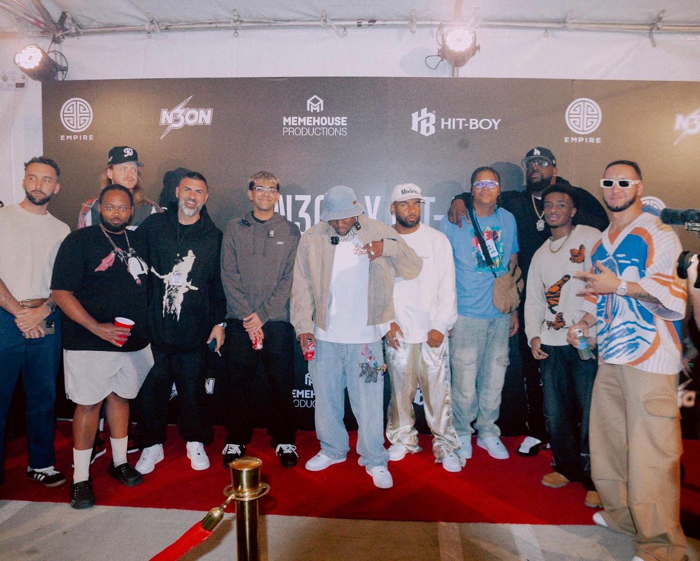 N3on and Hit-Boy with crew