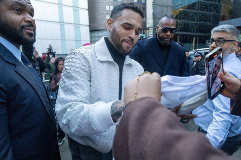 Chris Brown outside the courthouse. 