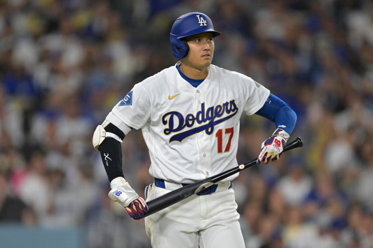 Mar 27, 2026; Los Angeles, California, USA; Los Angeles Dodgers two-way player Shohei Ohtani (17) walks in the third inning against the Arizona Diamondbacks at Dodger Stadium. Mandatory Credit: Jayne Kamin-Oncea-Imagn Images