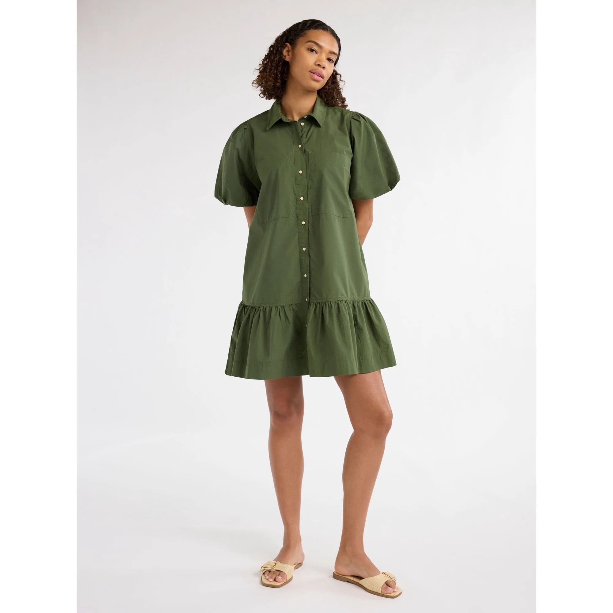 puff-sleeve mini dress