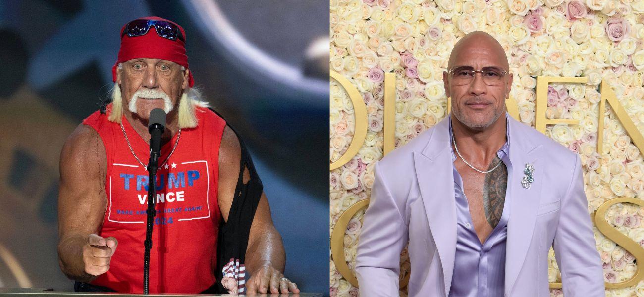 Photo collage of Hulk Hogan and The Rock.