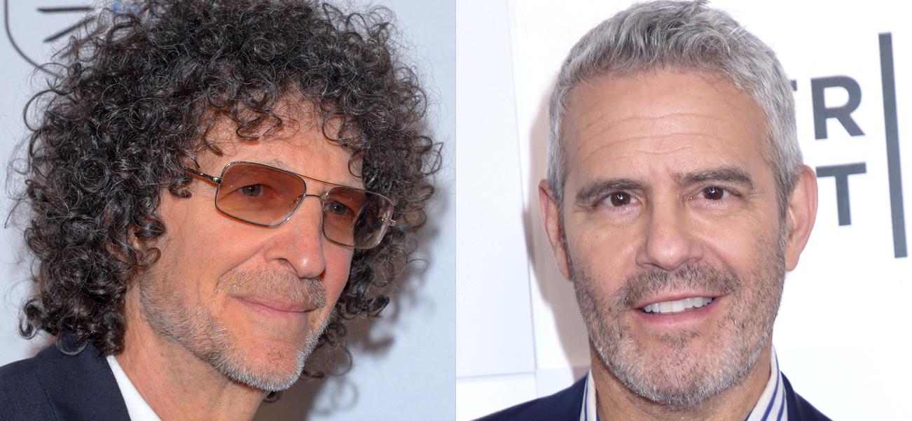 A photo collage of Howard Stern and Andy Cohen