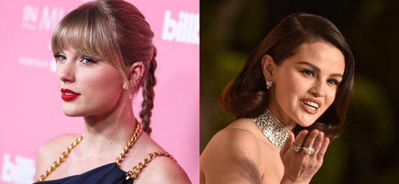 Photo collage of Taylor Swift and Selena Gomez.