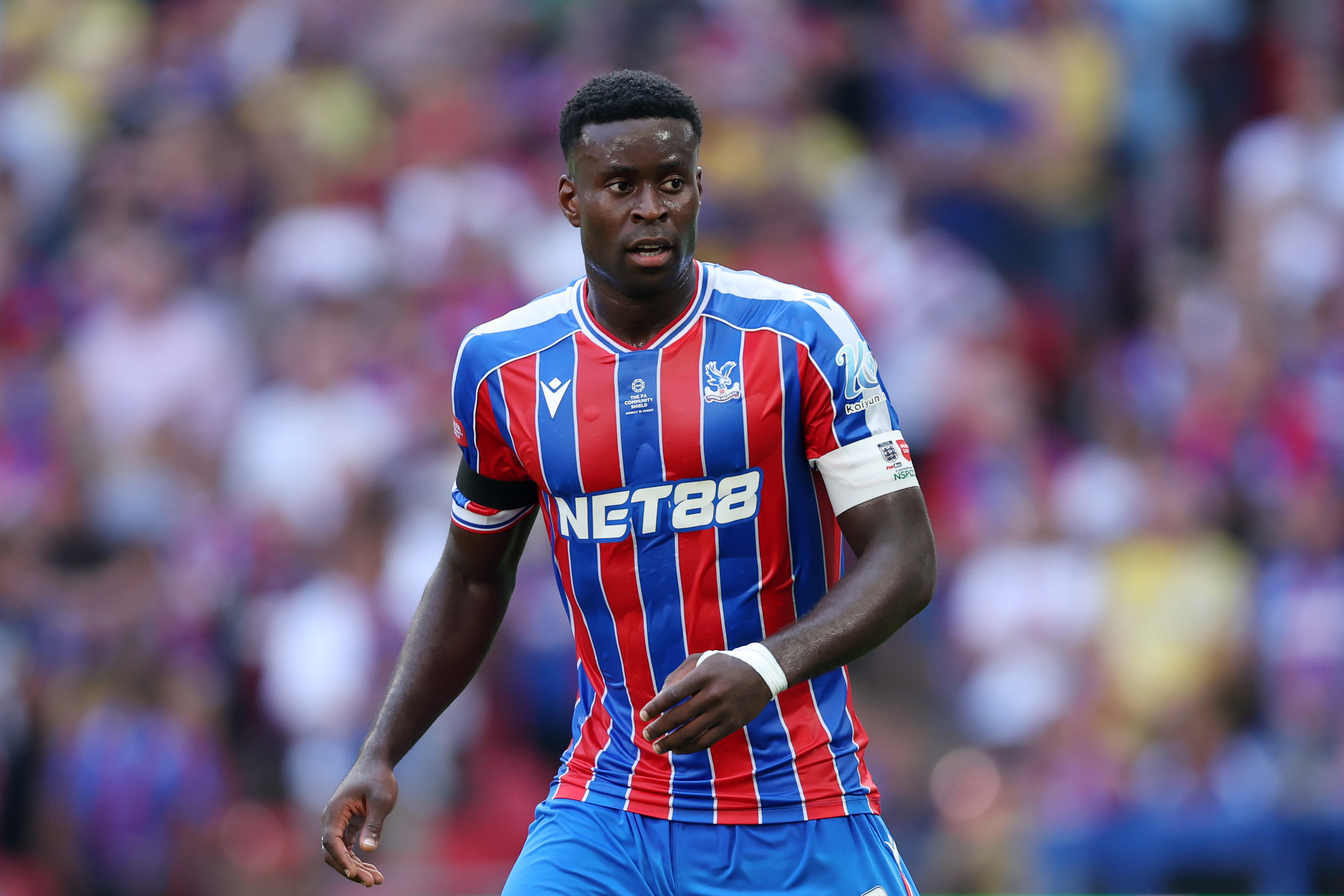 LONDON, ENGLAND - AUGUST 10: Marc Guehi of Crystal Palace looks on during the 2025 FA Community Shield match between Crystal Palace and Liverpool at Wembley Stadium on August 10, 2025 in London, England. (Photo by Michael Regan - The FA/The FA via Getty Images)