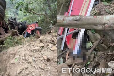 驚險搜救畫面曝！南投砂石車墜百米山谷　花4小時尋獲遺體卡石堆