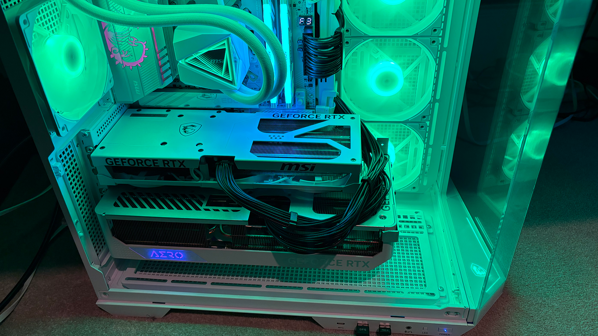 A gaming PC with two graphics cards. One for PhysX.