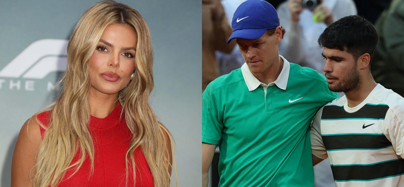 A photo collage of Brooks Nader and Jannik Sinner with Carlos Alcaraz