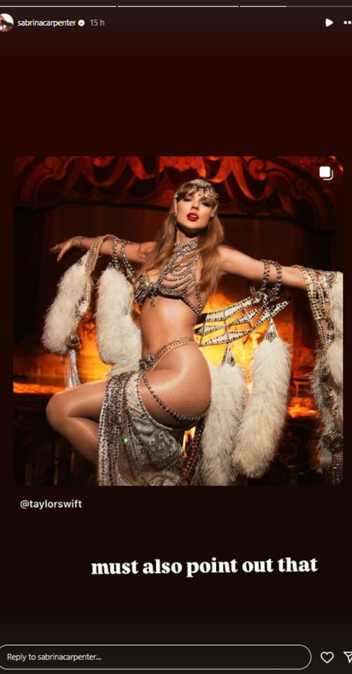 Sabrina Carpenter's IG Stories post