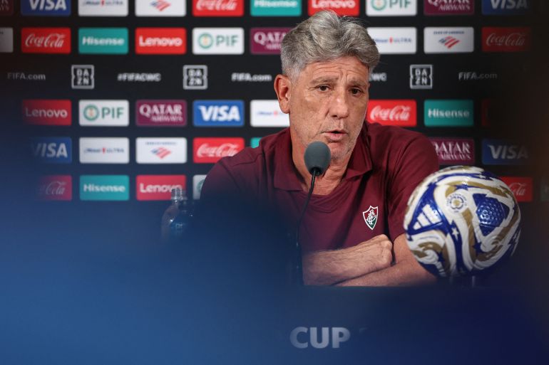Fluminense's Brazilian head coach Renato Gaucho speaks during a press conference at the MetLife Stadium in East Rutherford, New Jersey on July 7, 2025, on the eve of the FIFA Club World Cup 2025 semifinal football match between Brazil's Fluminense and England's Chelsea. (Photo by FRANCK FIFE / AFP)