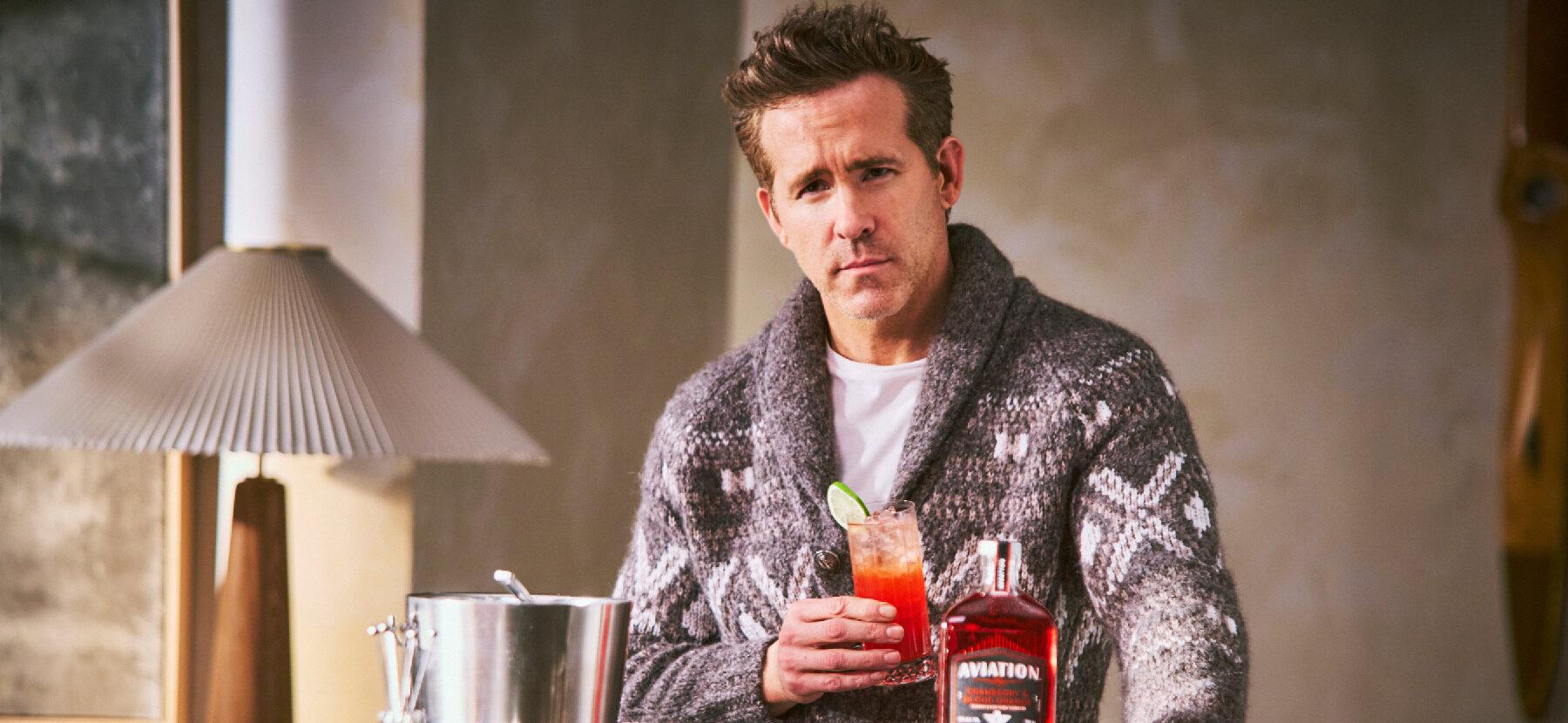 Ryan Reynolds in Aviation Cranberry & Blood Orange Flavored Gin ad