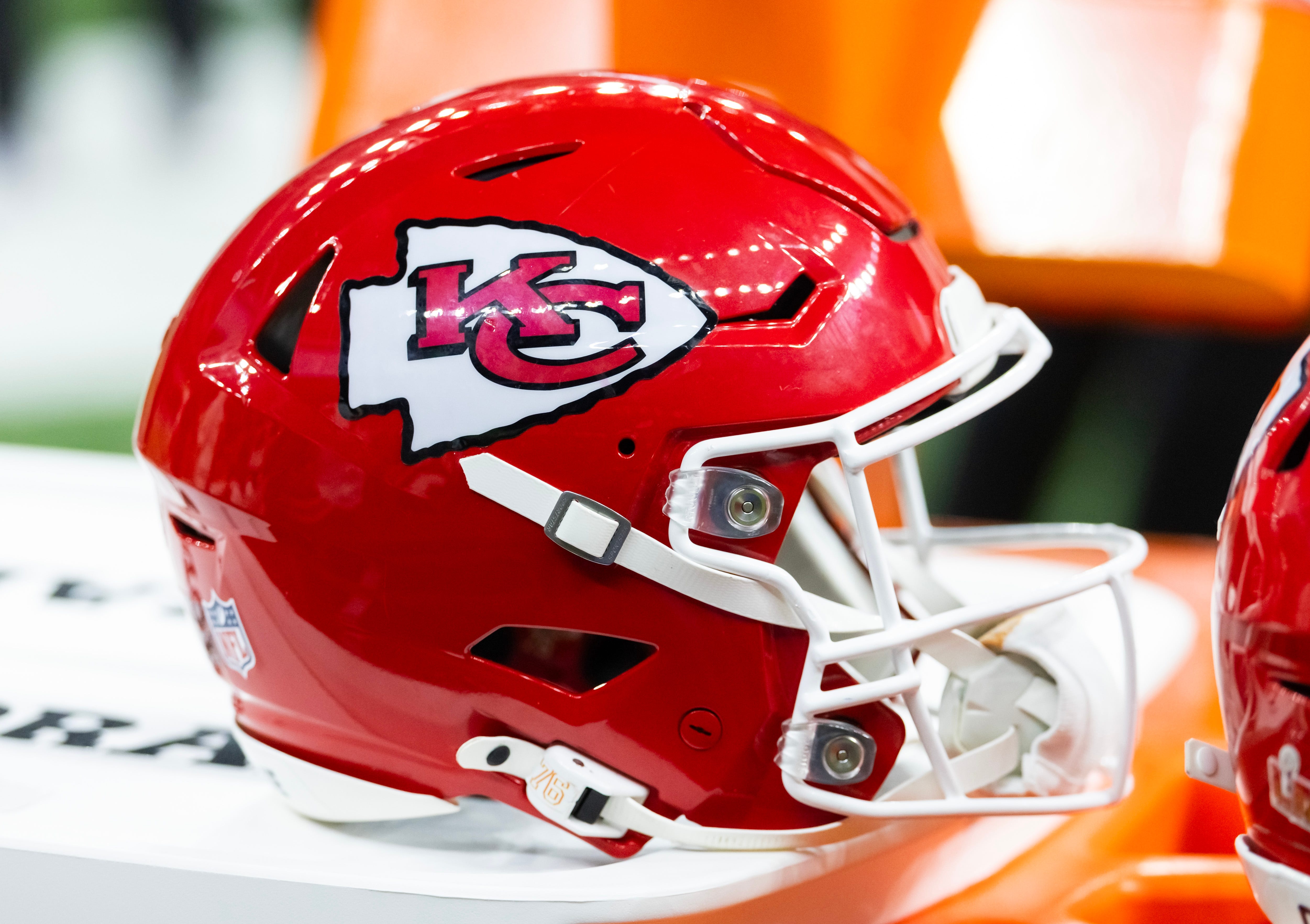 A Kansas City Chiefs helmet.