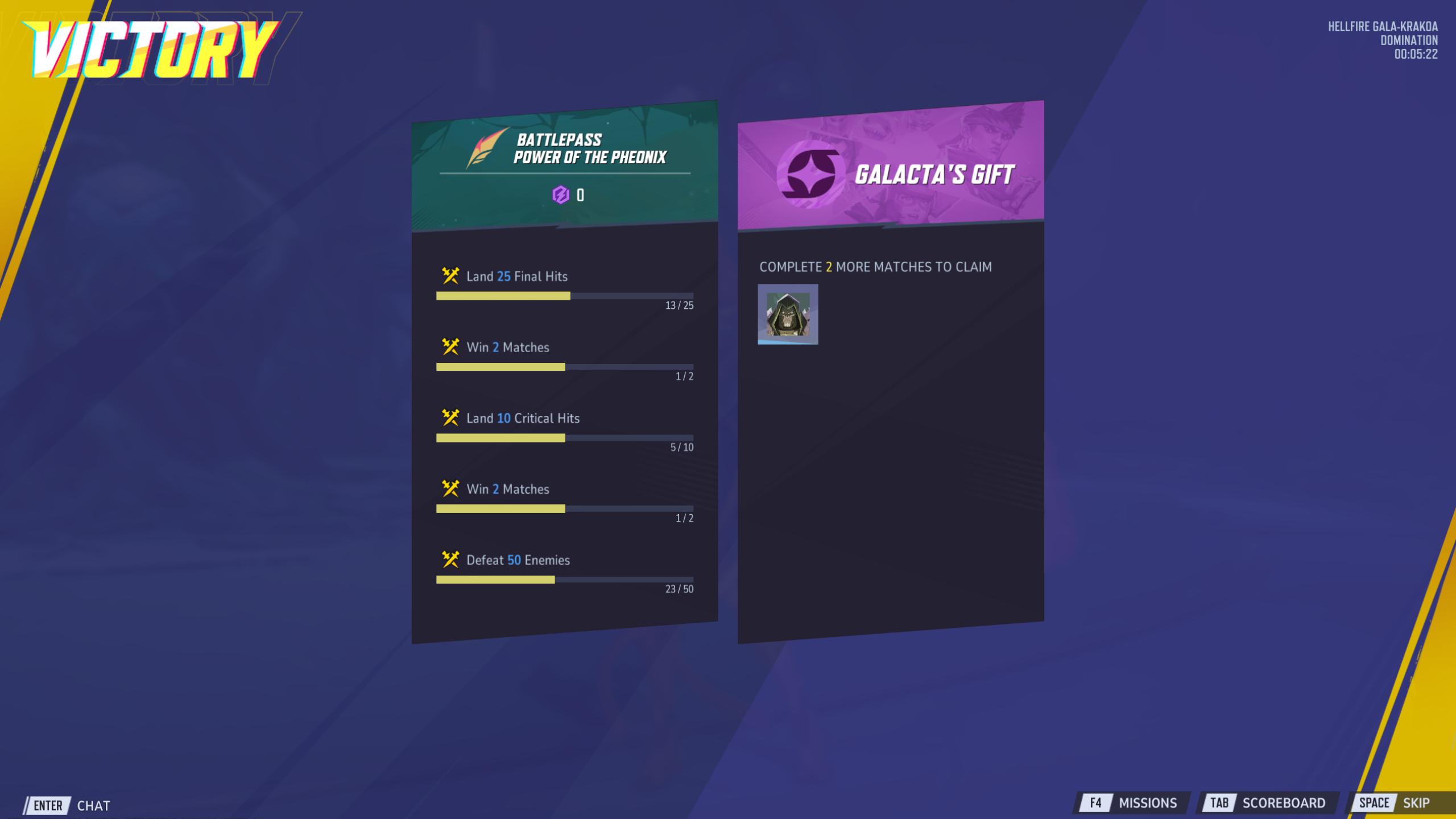 Marvel Rivals Season 3 quality of life changes: The new end-of-match overview screen showing challenge progression.