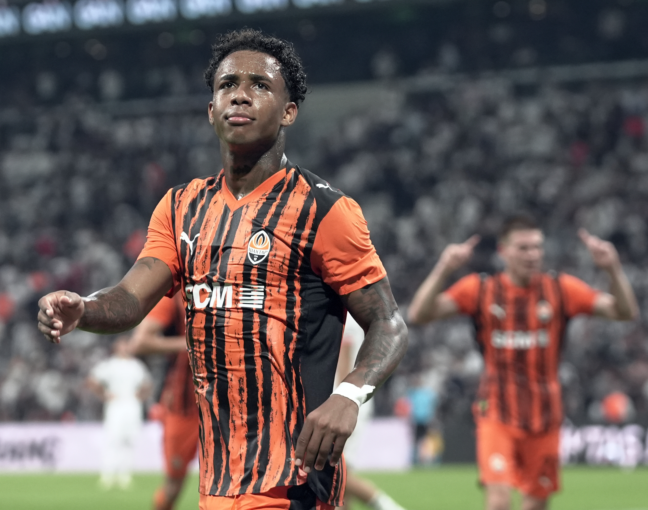 ISTANBUL, TURKIYE - JULY 24: Kevin of Shakhtar Donetsk celebrates after scoring a goal during the UEFA Europa League second qualifying round first leg match against Shakhtar Donetsk at Tupras Stadium in Istanbul, Turkiye, on July 24, 2025. (Photo by Esra Bilgin/Anadolu via Getty Images)
