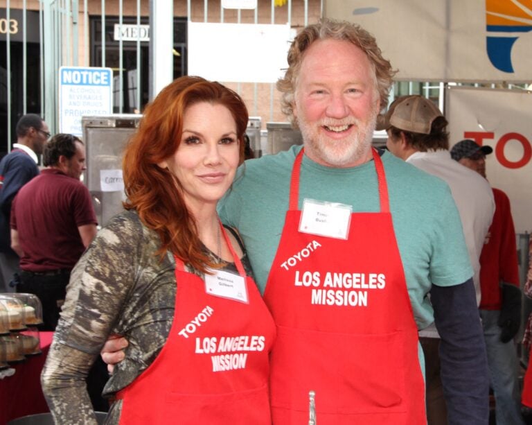 Melissa Gilbert and Timothy Busfield at Los Angeles Mission Christmas Eve For The Homeless