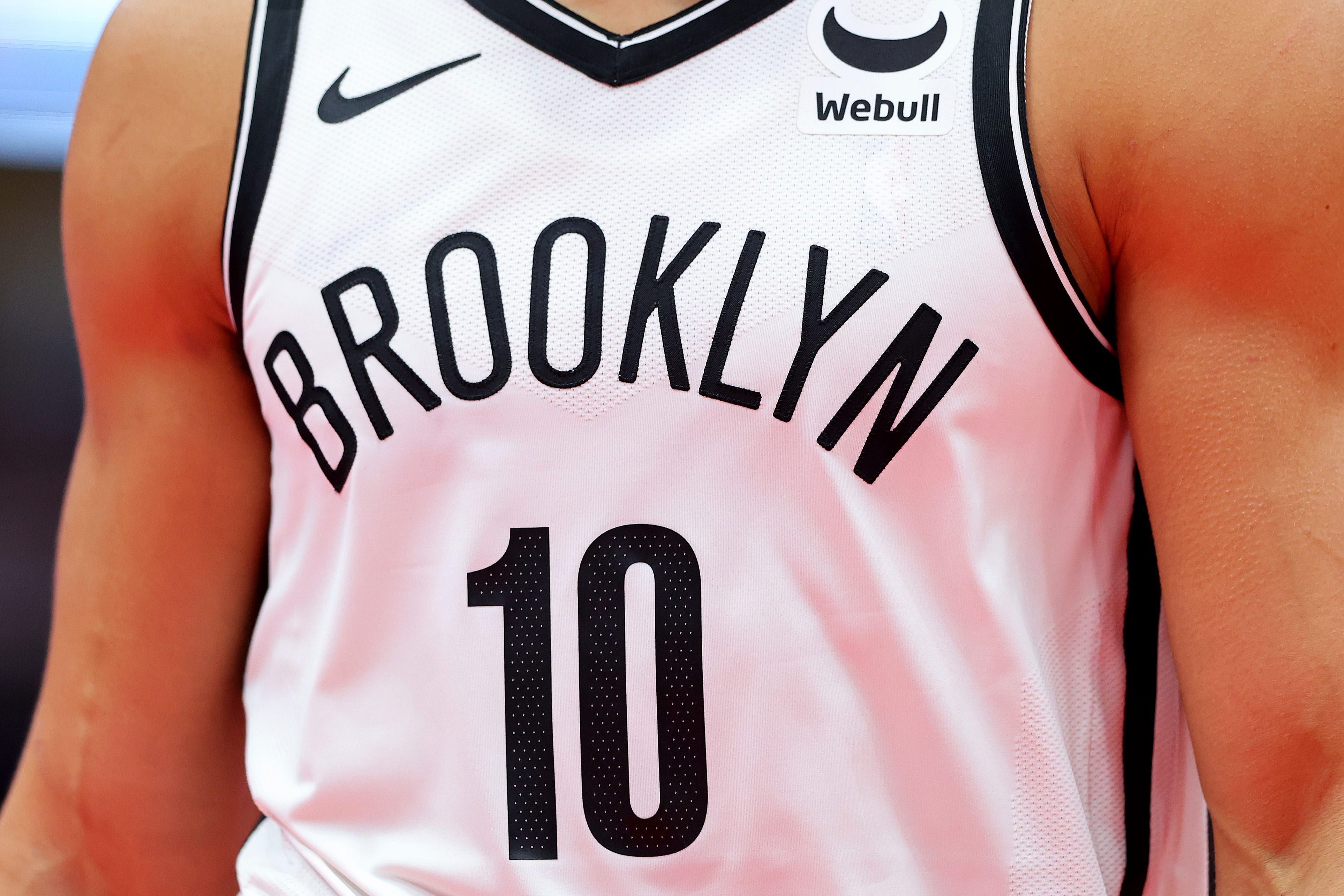 CHICAGO, ILLINOIS - NOVEMBER 03: A detail of Ben Simmons #10 of the Brooklyn Nets jersey against the Chicago Bulls in the first half of the NBA In-Season Tournament at the United Center on November 03, 2023 in Chicago, Illinois. NOTE TO USER: User expressly acknowledges and agrees that, by downloading and or using this photograph, User is consenting to the terms and conditions of the Getty Images License Agreement. (Photo by Michael Reaves/Getty Images)