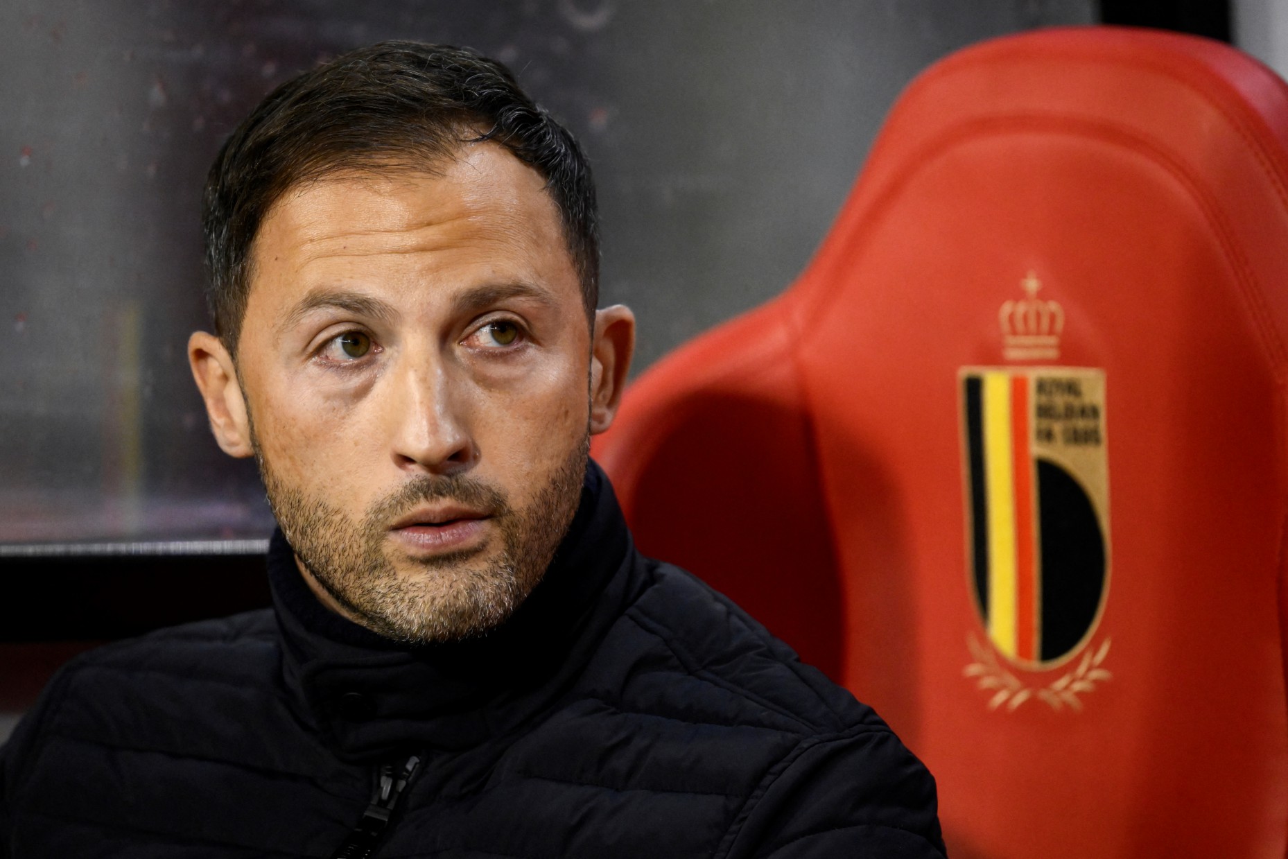 (FILES) Belgium's head coach Domenico Tedesco looks on ahead of the UEFA Nations League League A, Group A2 football match between Belgium and France, at the King Baudouin Stadium in Brussels, on October 14, 2024. Belgium sacks national football team coach announced the Belgian Federation on January 17, 2025. (Photo by JOHN THYS / AFP) (Photo by JOHN THYS/AFP via Getty Images)