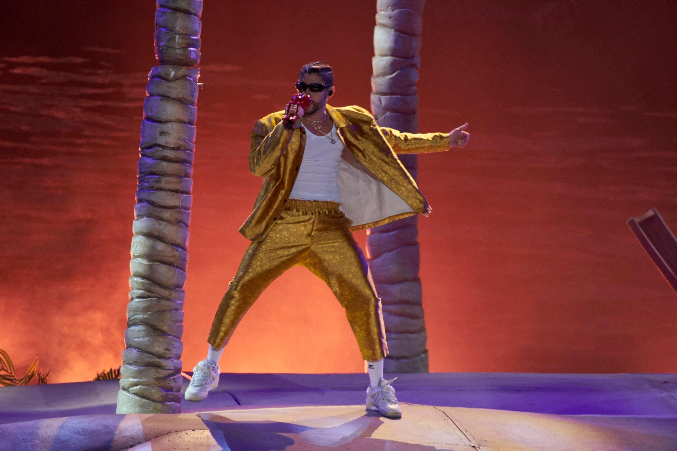 Puerto Rican Rapper Bad Bunny performs during his World's Hottest Tou