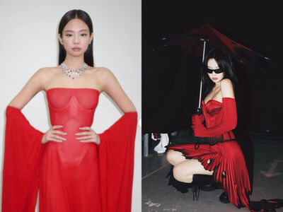 Jennie美出圈的紅色造型！Maison Margiela訂製禮服、胸衣戰袍可甜可鹽