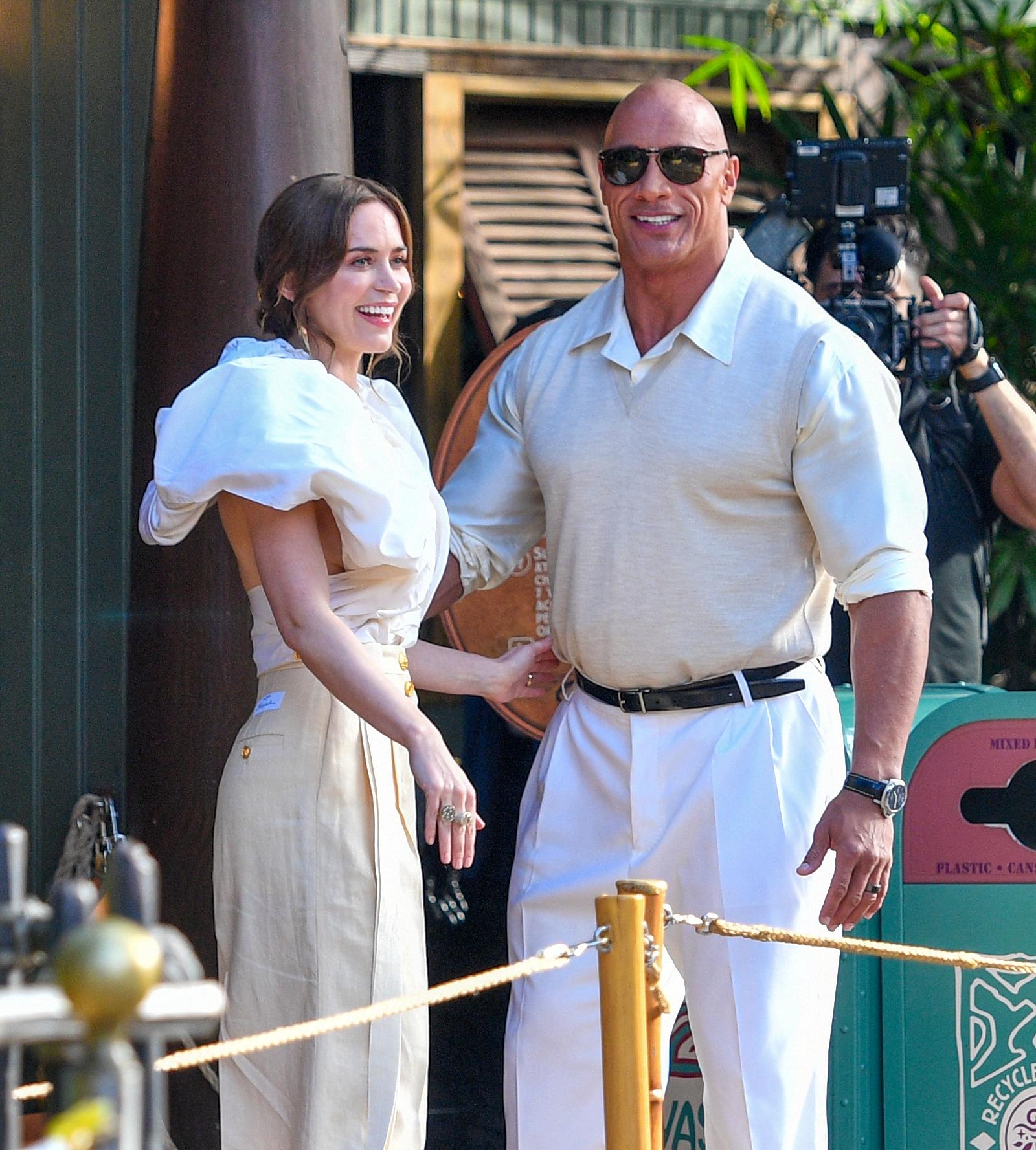 Emily Blunt and Dwayne Johnson at Disneyland