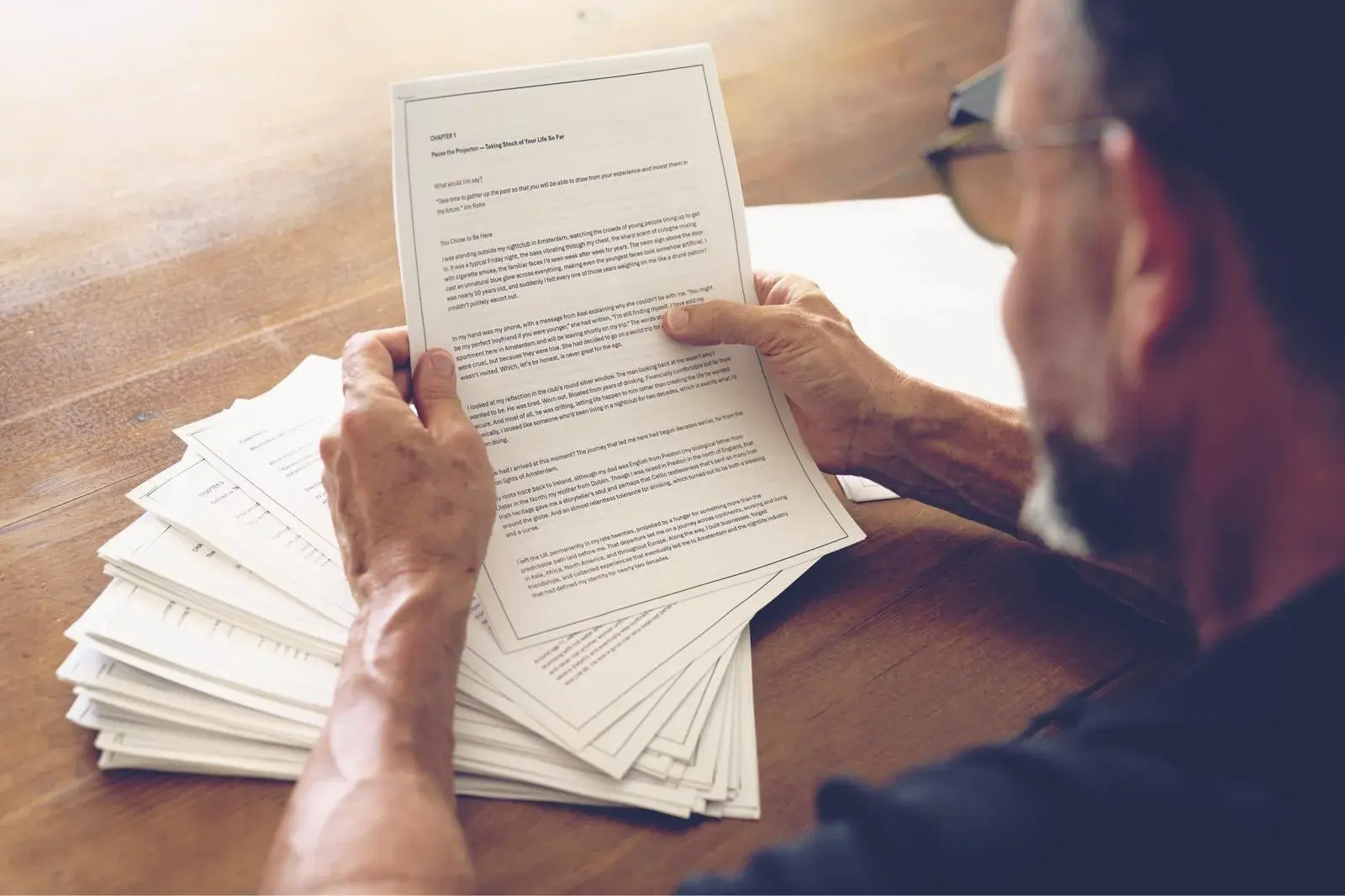 Andy Martin looking at documents