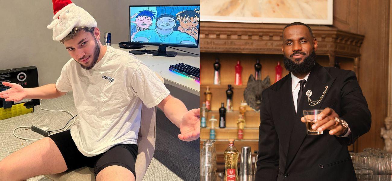 Photo collage of LeBron James and Adin Ross.