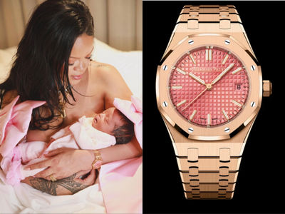 蕾哈娜抱嫩嬰照戴百萬AP金錶　粉紅面盤呼應喜迎女兒心情
