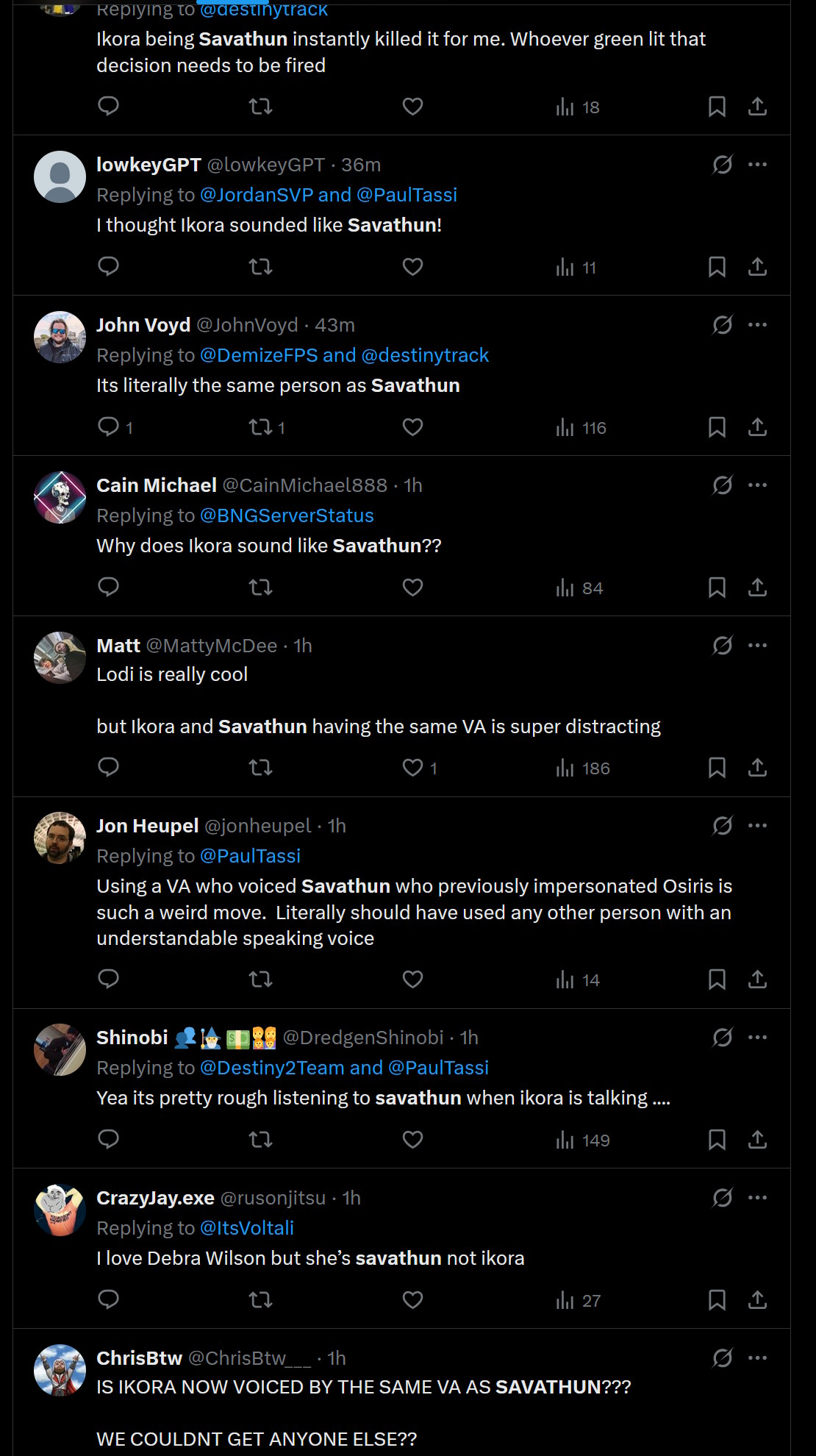 Destiny 2 players on X noticing that Ikora Rey in The Edge of Fate sounds a lot like Savathun