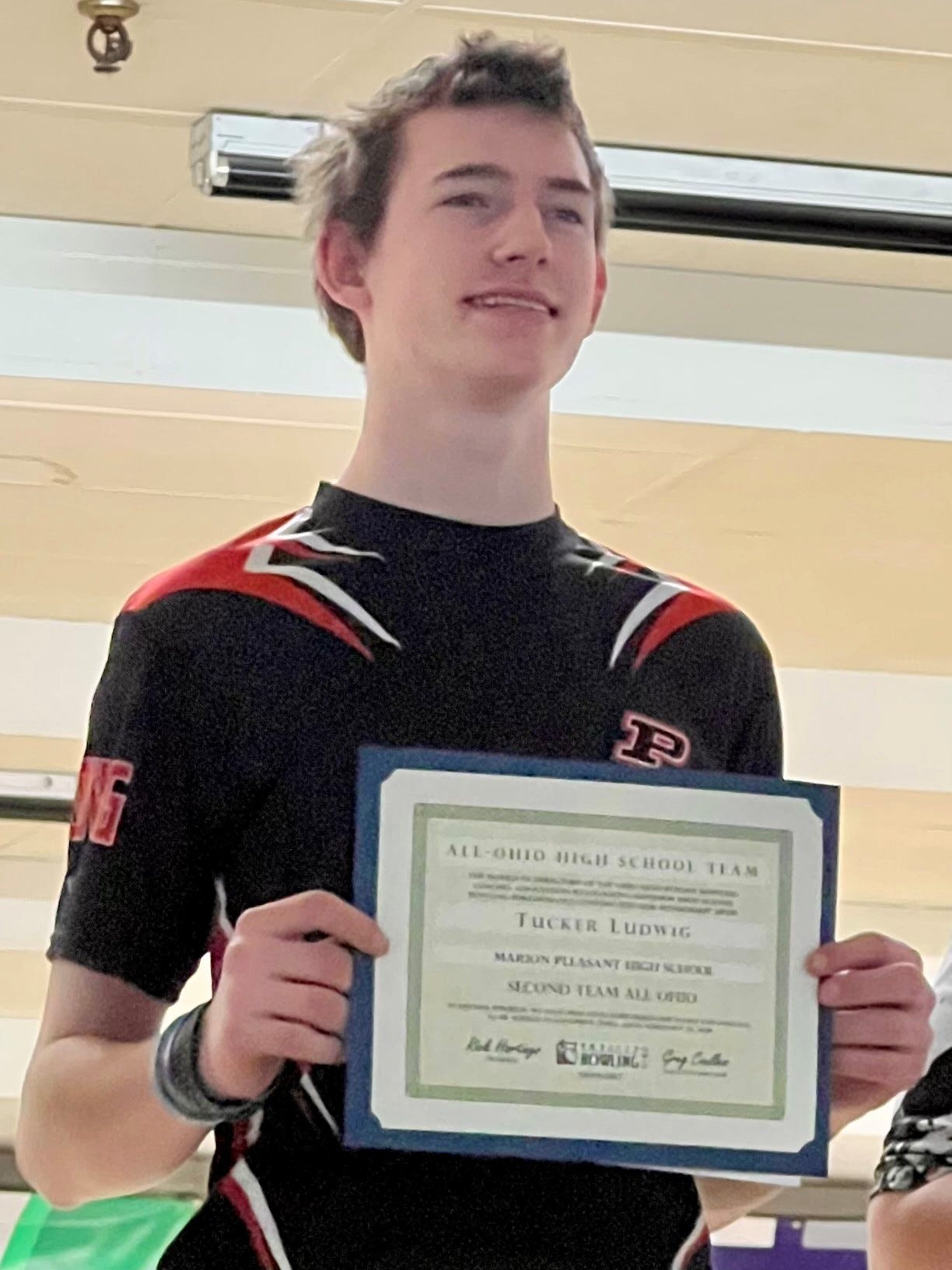 Pleasant junior Tucker Ludwig earned second-team All-Ohio honors during the Division II boys bowling state tournament Feb. 27, 2026, at HP Lanes in Columbus with his three-game series of 655.