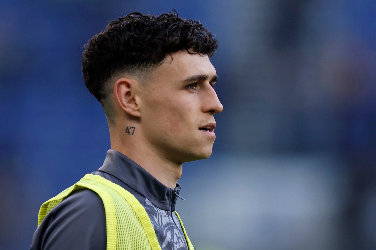 Manchester City's Phil Foden during the warm up (Reuters)