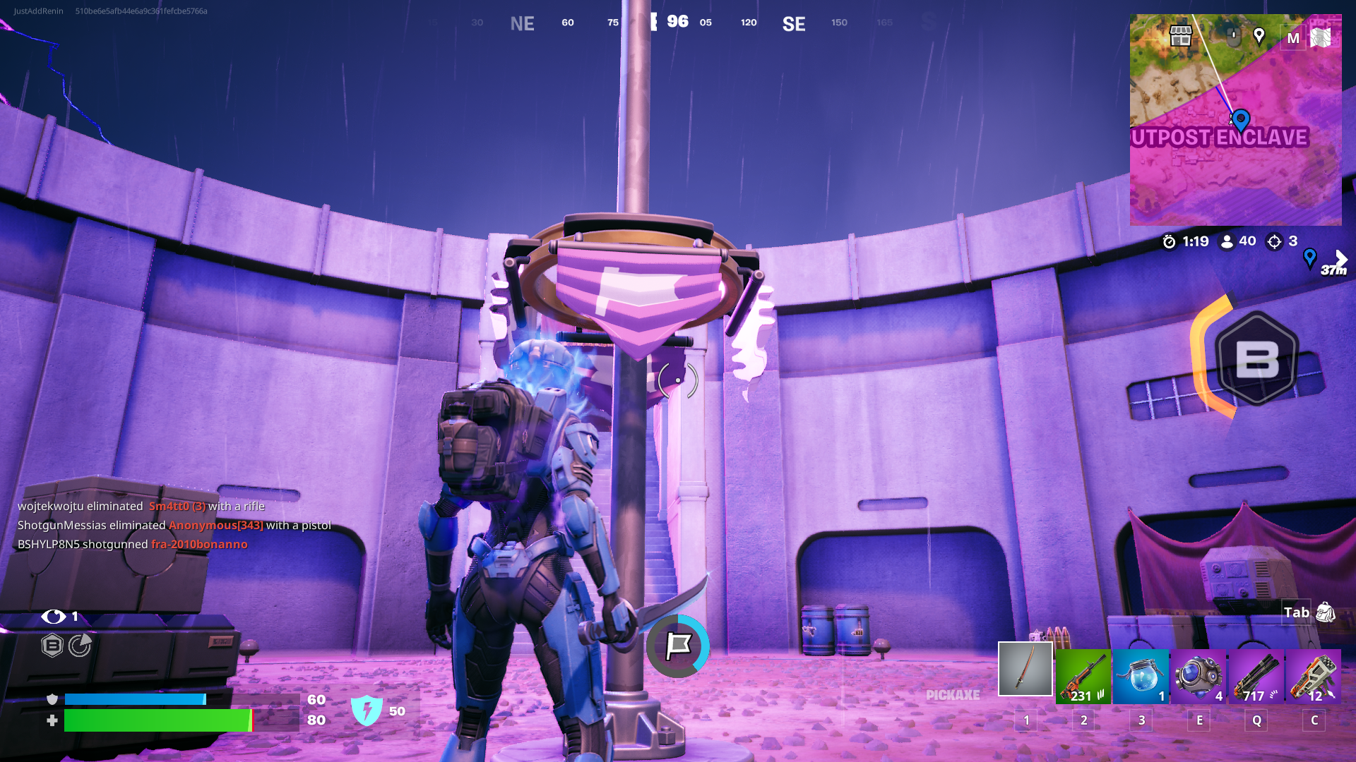 a flag rises up a flagpole in Fortnite