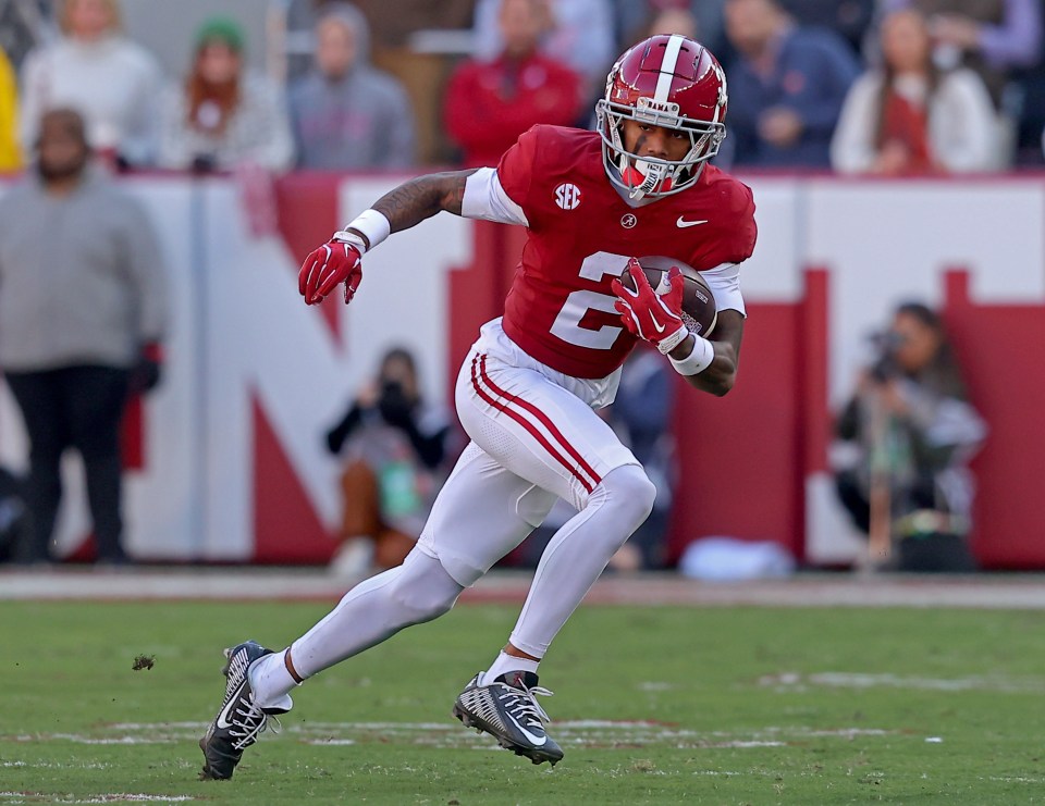 TUSCALOOSA, ALABAMA - NOVEMBER 30: Ryan Williams #2 of the Alabama Crimson Tide returns a punt during the first half against the Auburn Tigers at Bryant-Denny Stadium on November 30, 2024 in Tuscaloosa, Alabama. (Photo by Jason Clark/Getty Images)
