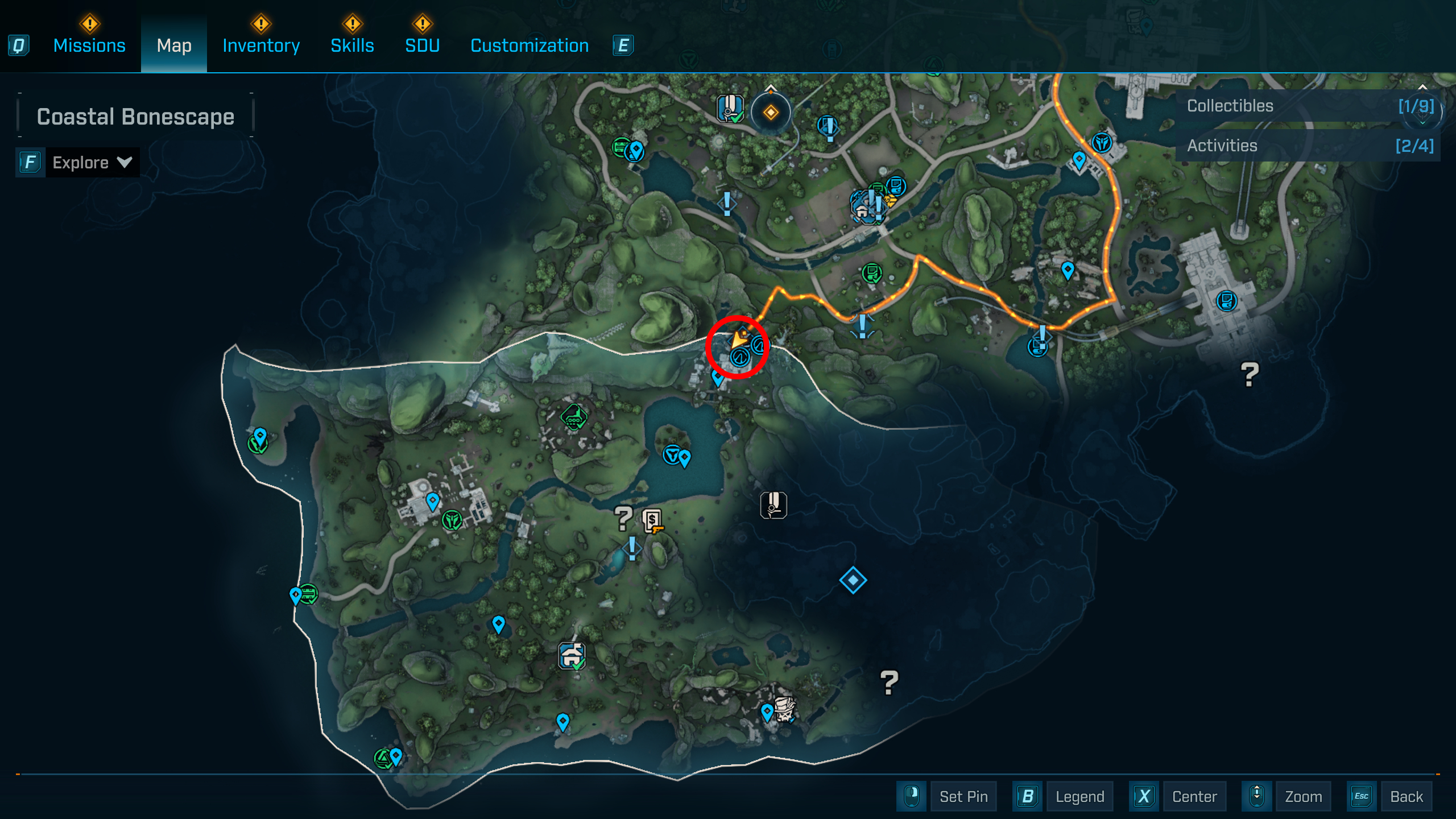 Borderlands 4 Maurice's Black Market location: A map with a red circle highlighting the area of Plungeford, where you'll find the Black Market machine this week.