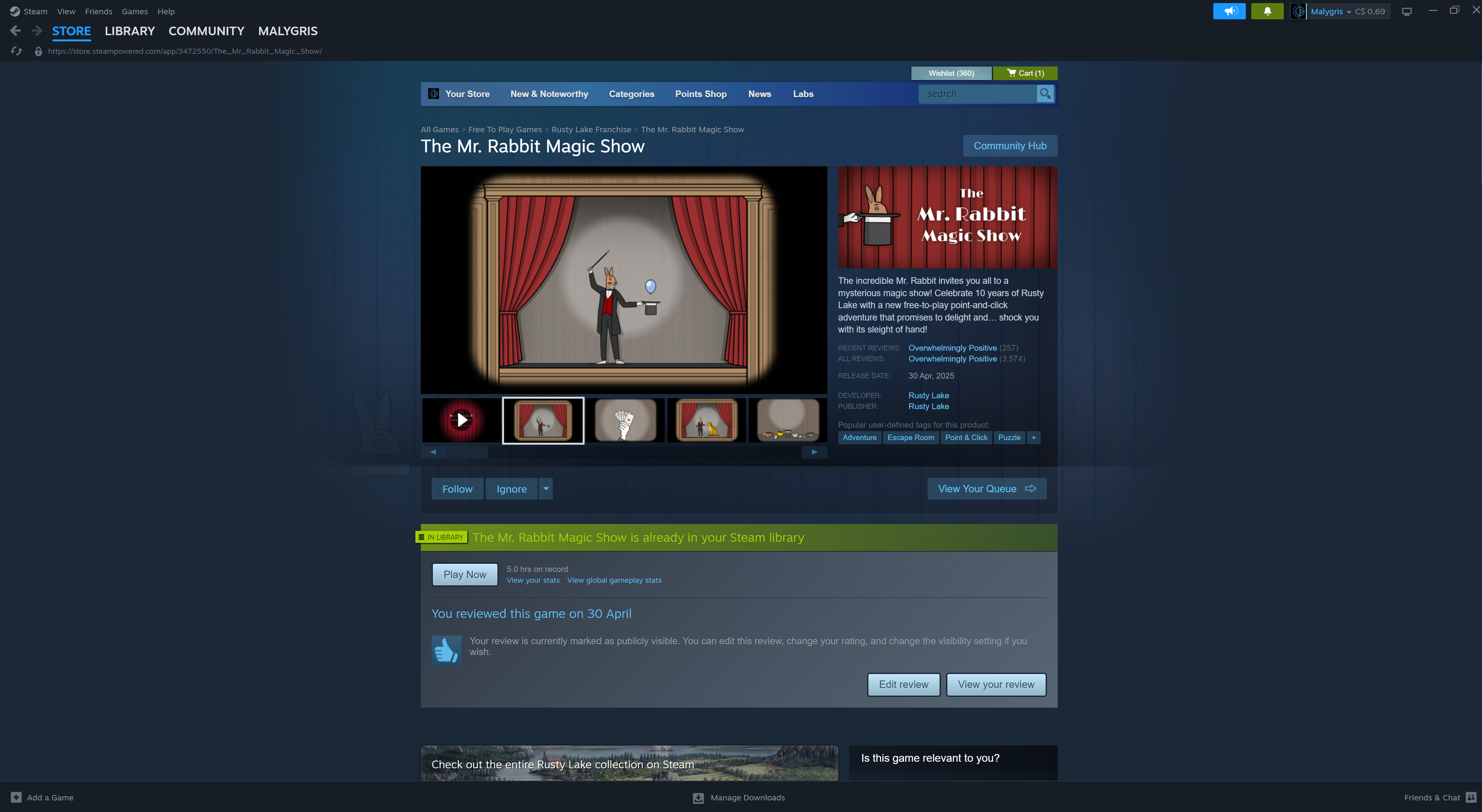 Mr Rabbit Magic Show on Steam