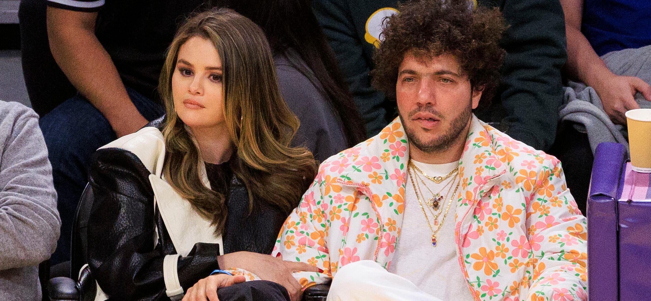 Selena Gomez and Benny Blanco at Lakers vs Heat game
