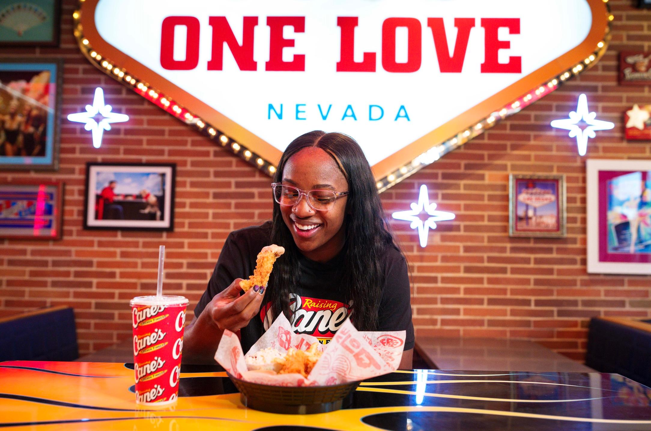 Jackie Young eating Raising Cane's chicken fingers