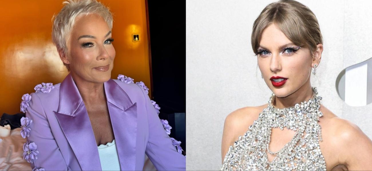 Collage of Denise Welch and Taylor Swift